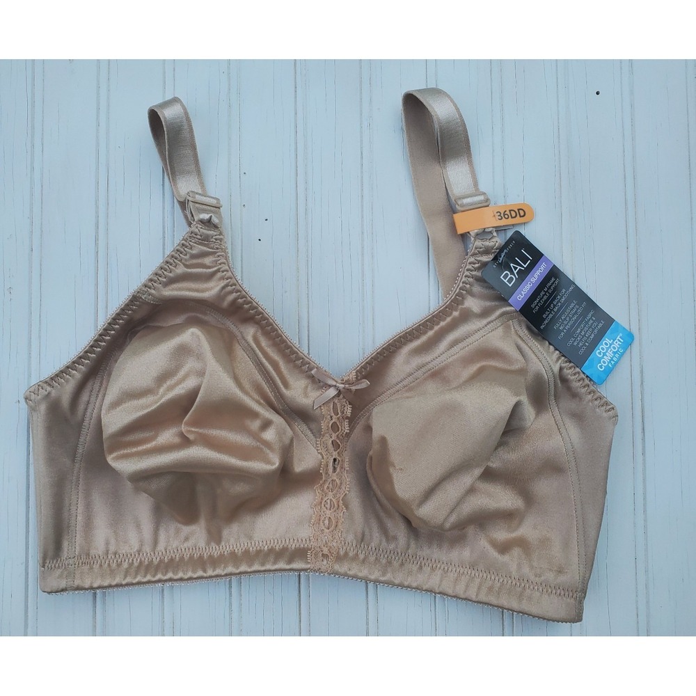 New W/tags Bali Classic Support Cool Comfort Wire free Bra 36DD Beige